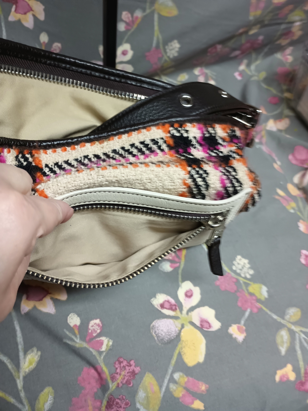 COACH Legacy Duffle Plaid Wool & Leather Hobo Bag 21146 - Picture 10 of 12